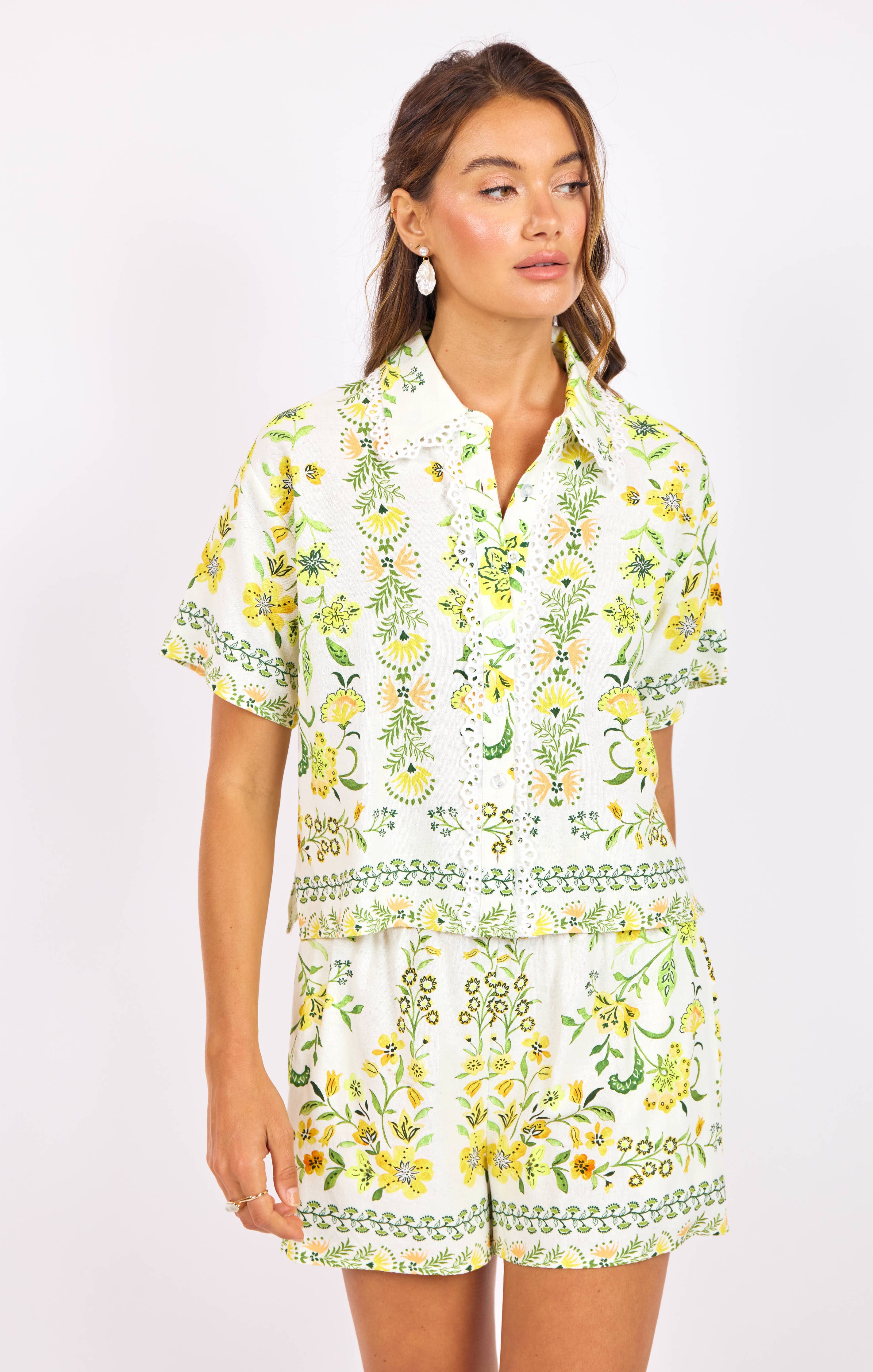 Dandelion Dreams Floral Shirt:CITRON MULTI