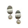 378-01-S | TEXTURED BRUSH MATTE SILVER OVAL DROP EARRING