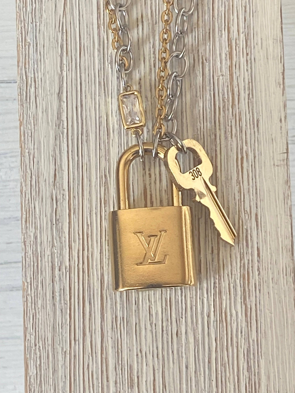 Louis Vuitton  lock necklace repurposed upcycled LV