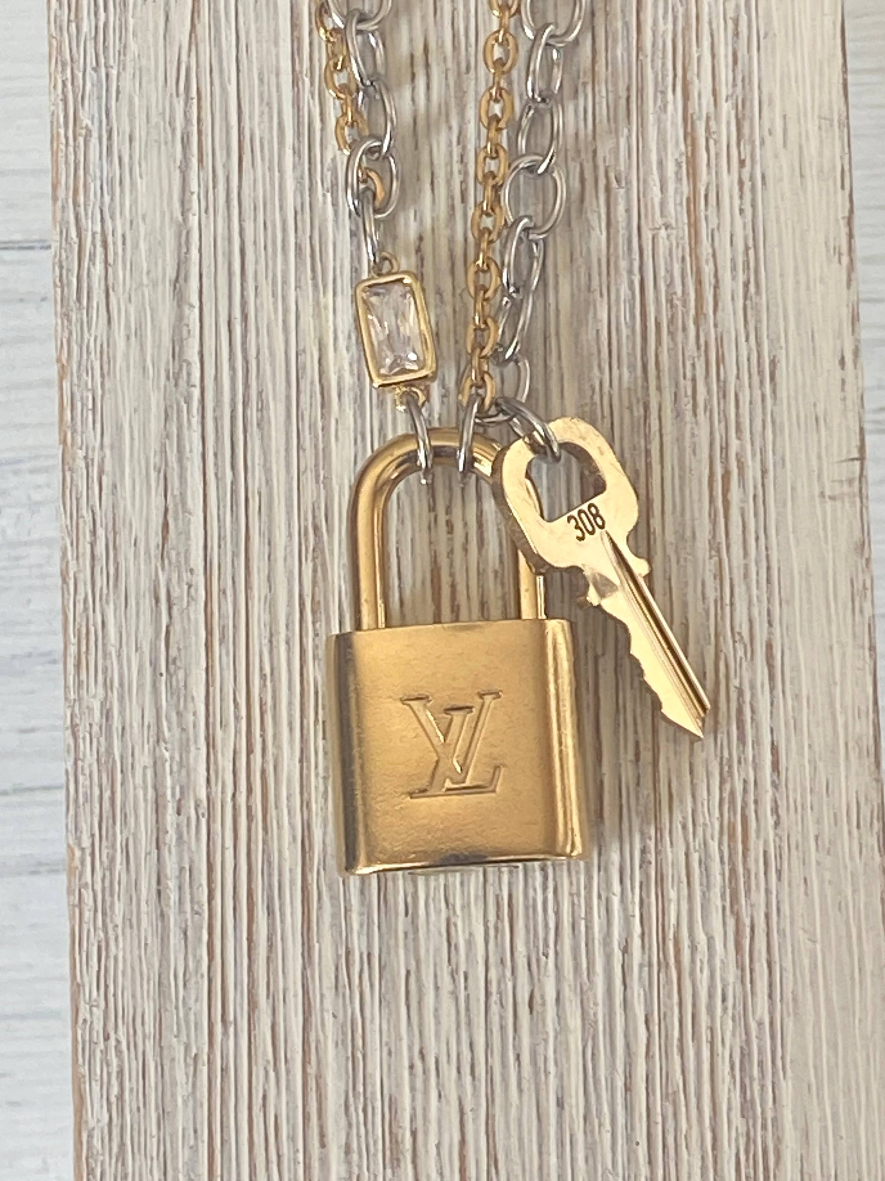 Louis Vuitton  lock necklace repurposed upcycled LV