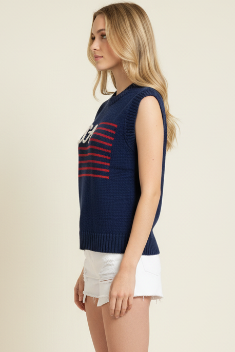 AMERICAN FLAG SWEATER TOP - 7020WS