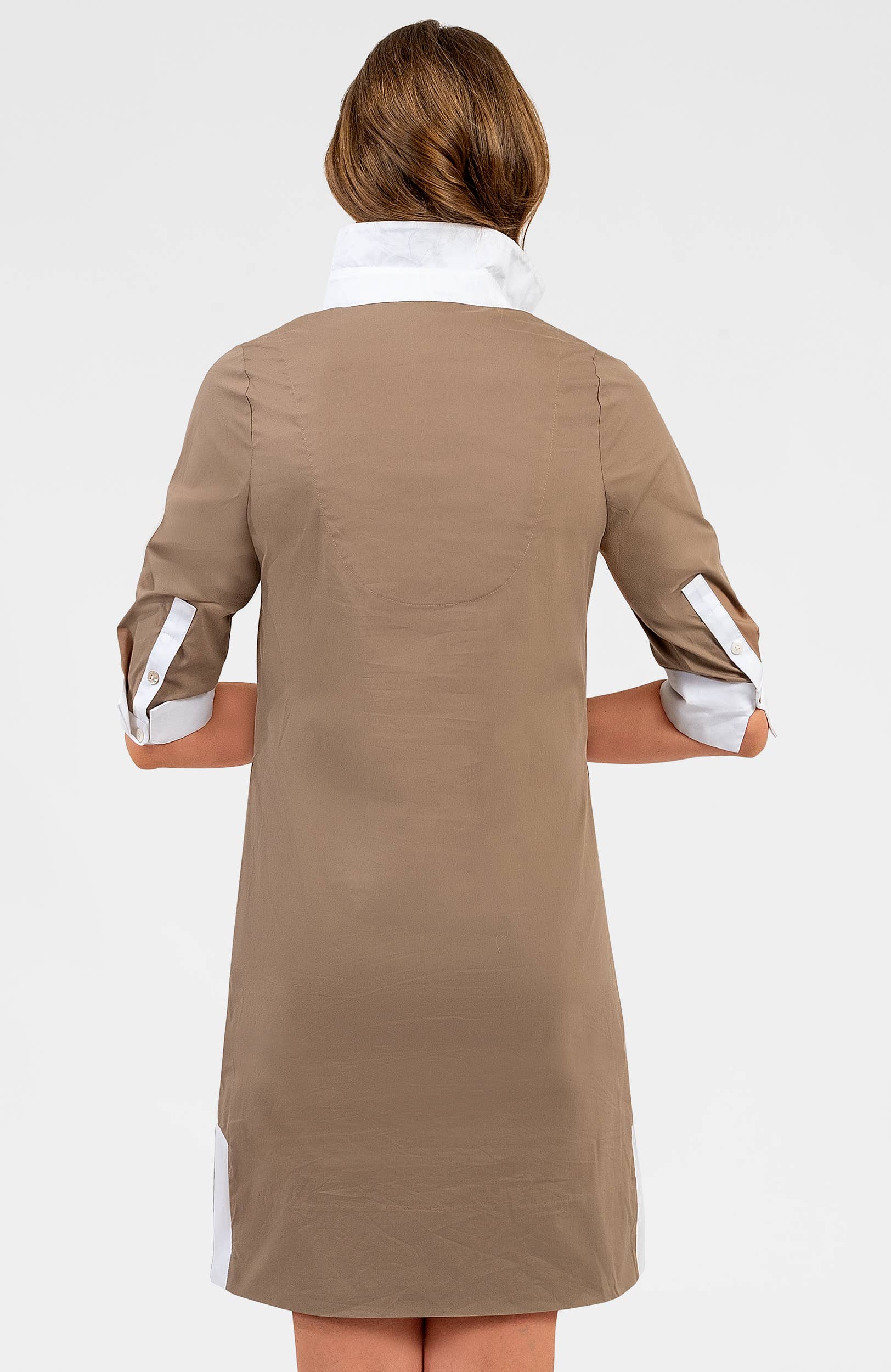 Cotton Shirt Tail Dress. - Solid