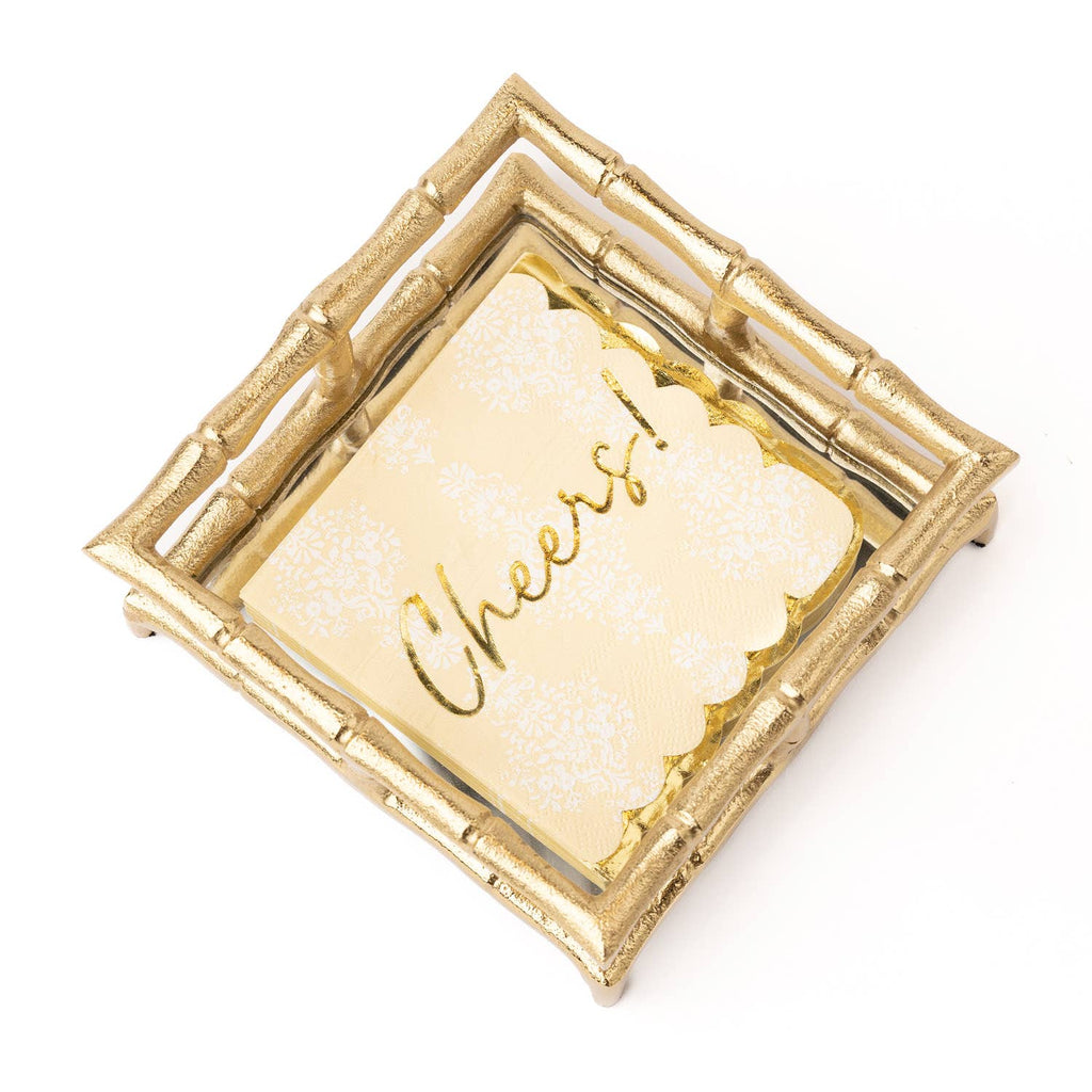 Golden Damask Paper Beverage Napkin Packs