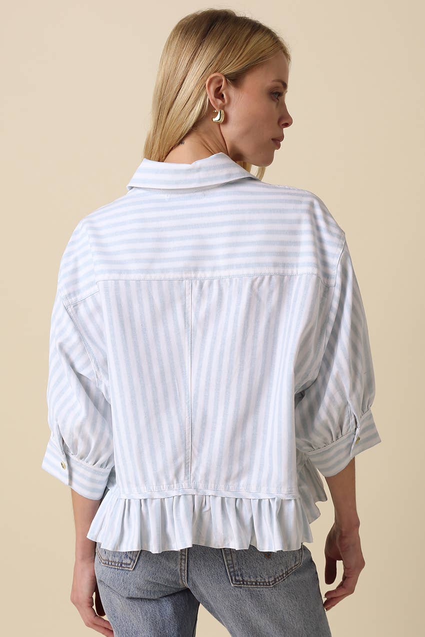 Mattie Striped Ruffle Hem Top