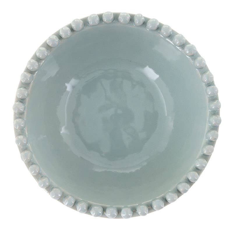 Ceramic Beaded Bowl - Large - Coastal Blue