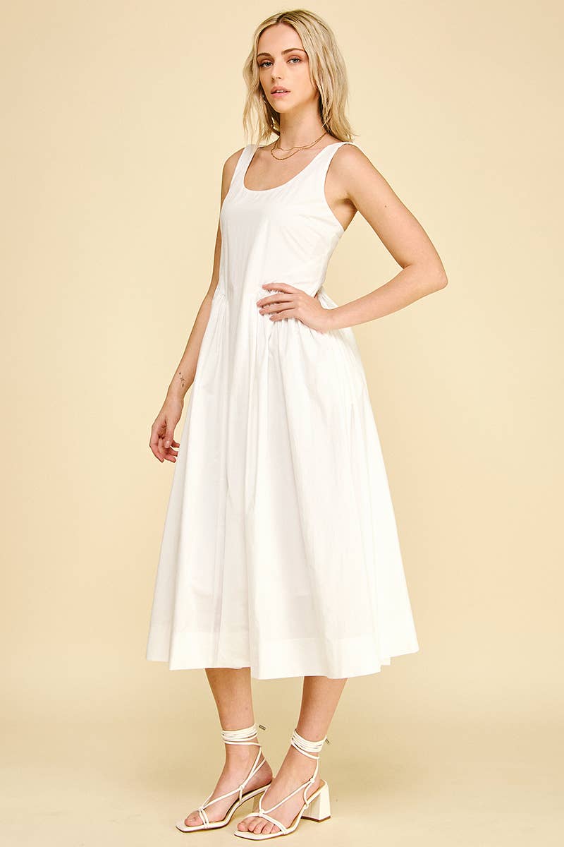 A-LINE POPLIN MIDI DRESS - 6933D