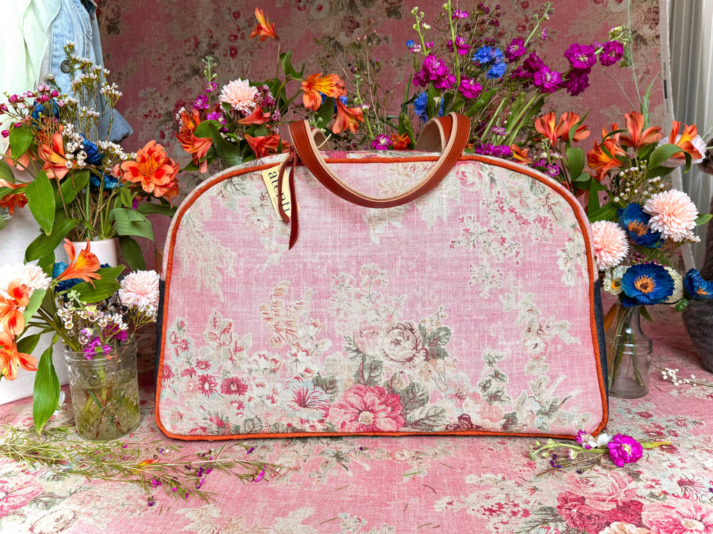 Rosewood Overnighter-Atenti USA Handmade Weekender, Floral Travel Bag