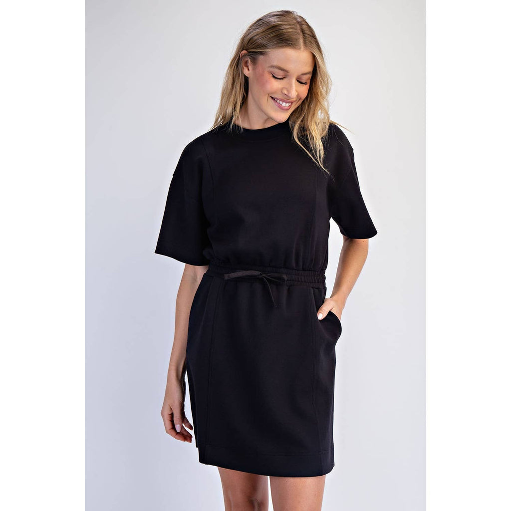 MODAL SCUBA LUXE SHORT SLEEVE MINI DRESS