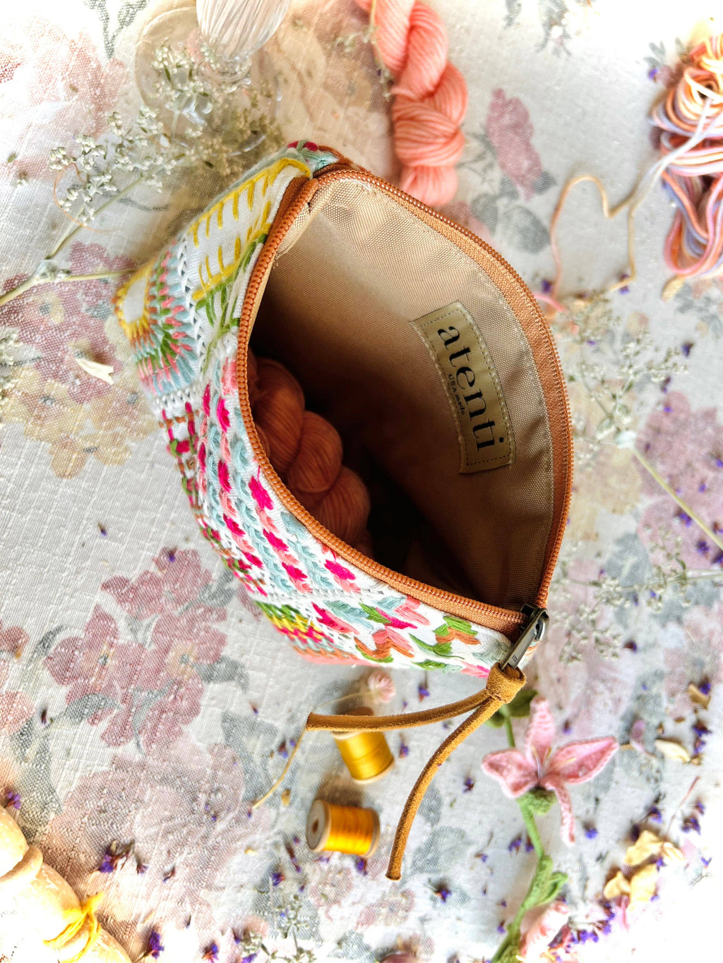 Wildflower Accessories Pouch - Atenti USA Made Embroidery Floral