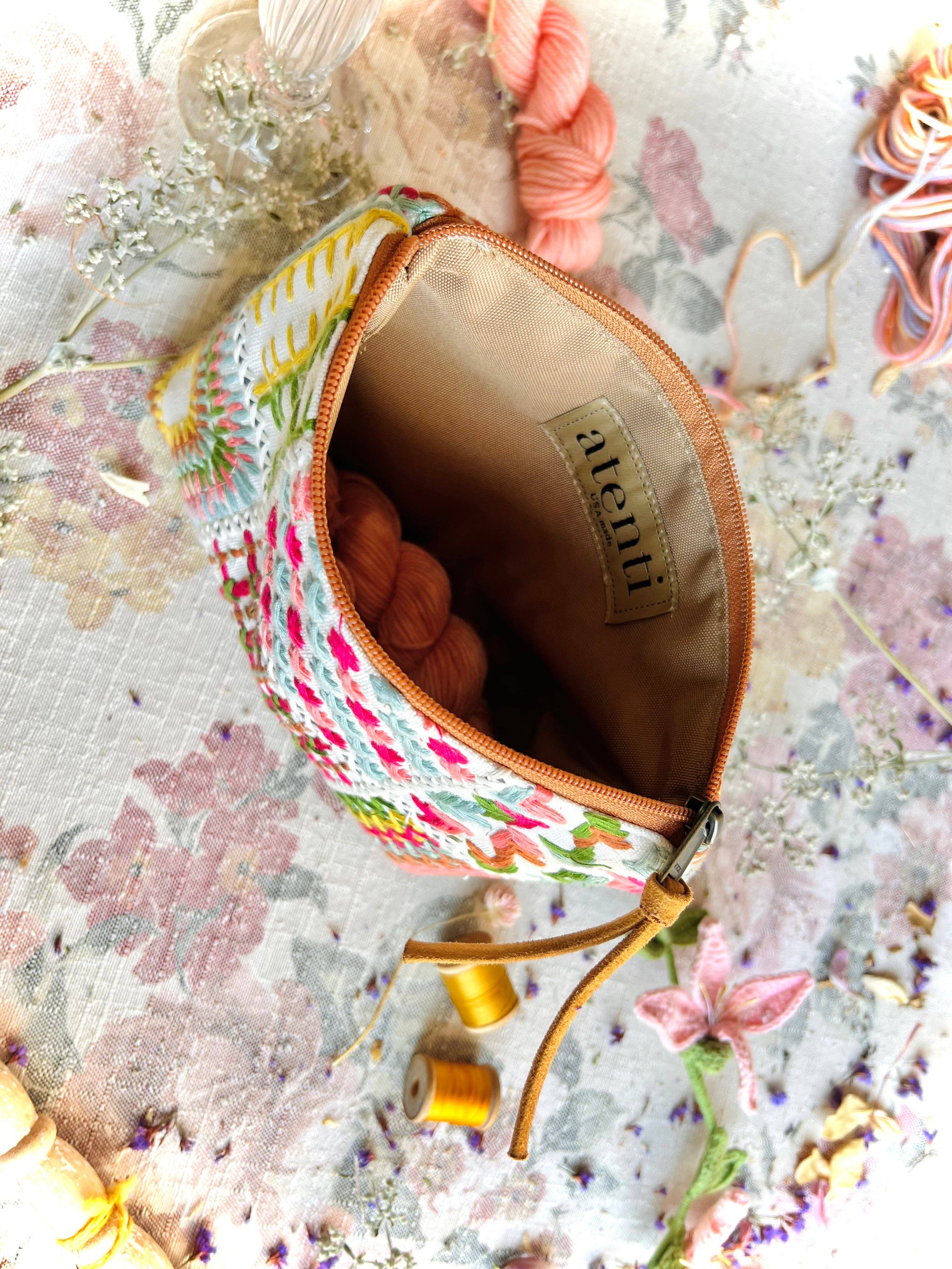 Wildflower Accessories Pouch - Atenti USA Made Embroidery Floral