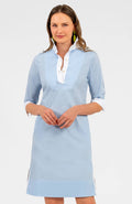 Cotton Shirt Tail Dress. - Solid