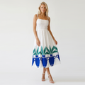 Mediterranean Muse Smocked Cotton Midi Dress - LWD3399