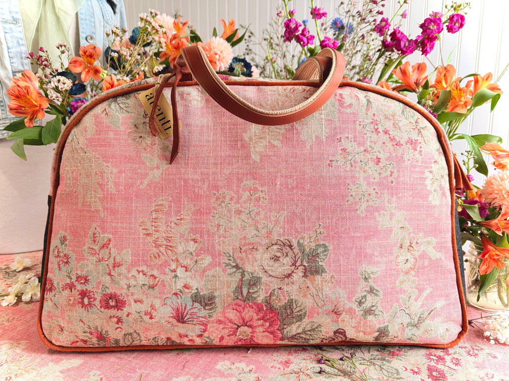 Rosewood Overnighter-Atenti USA Handmade Weekender, Floral Travel Bag