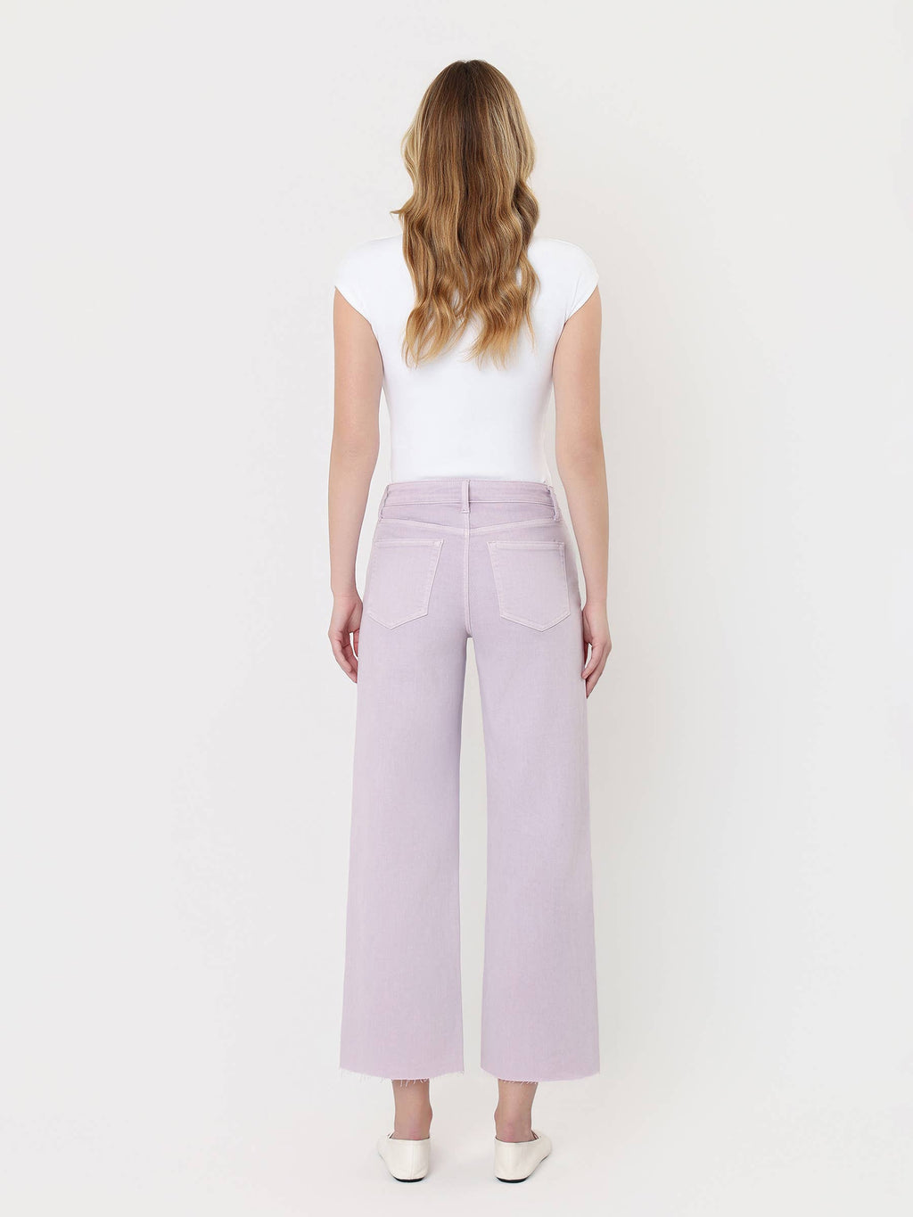 HIGH RISE LAVENDER COLOR CROP WIDE LEG JEANS T5894LVD