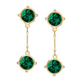 Double Emerald Round Crystal Drop Earrings