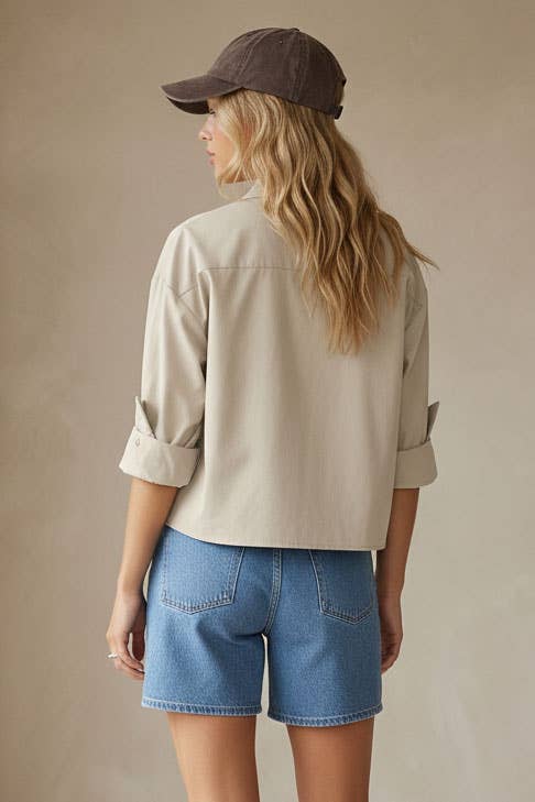 Rolled Sleeve Button Up Blouse