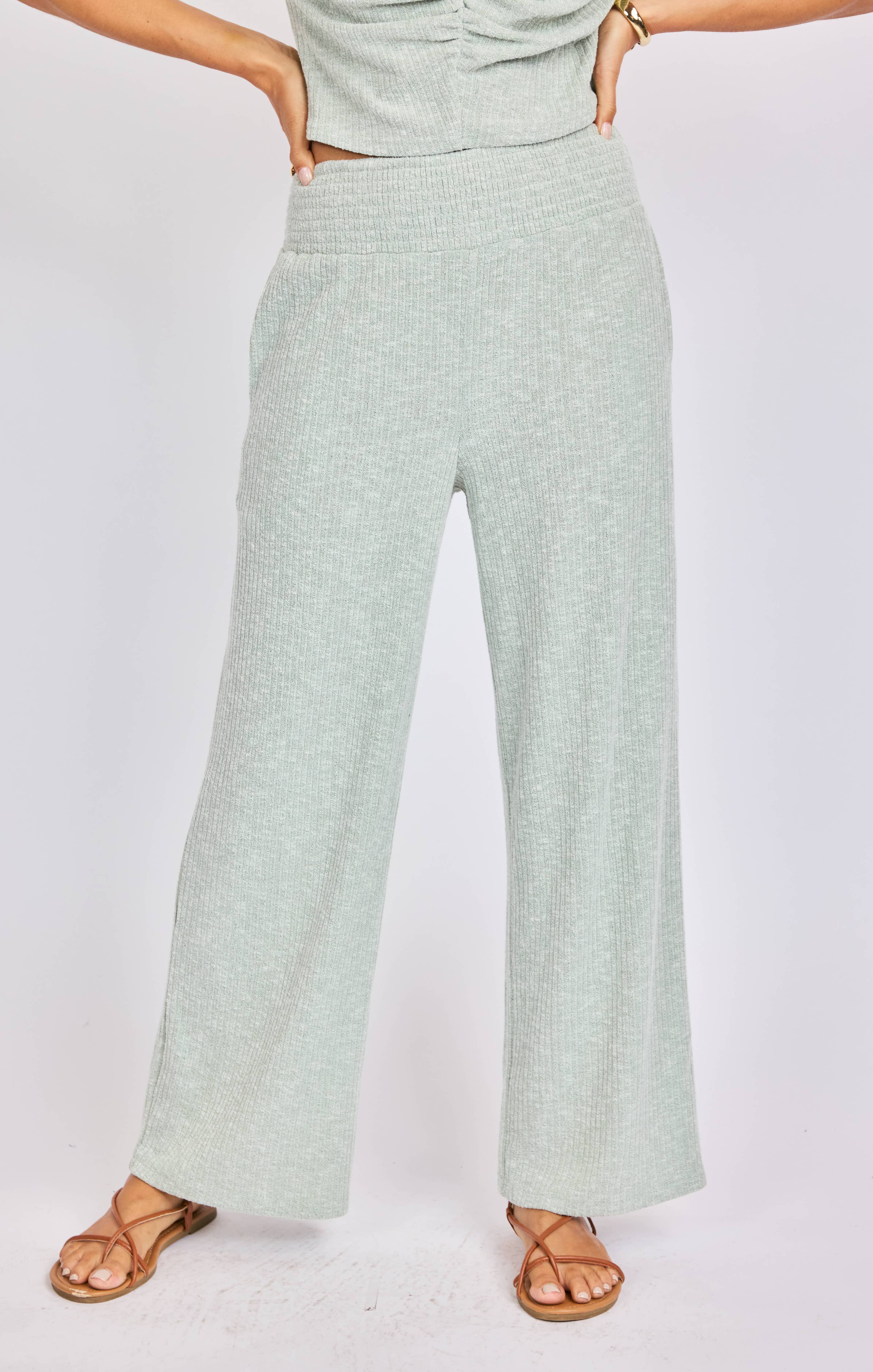 Laguna Knit Pants:LIGHT SAGE