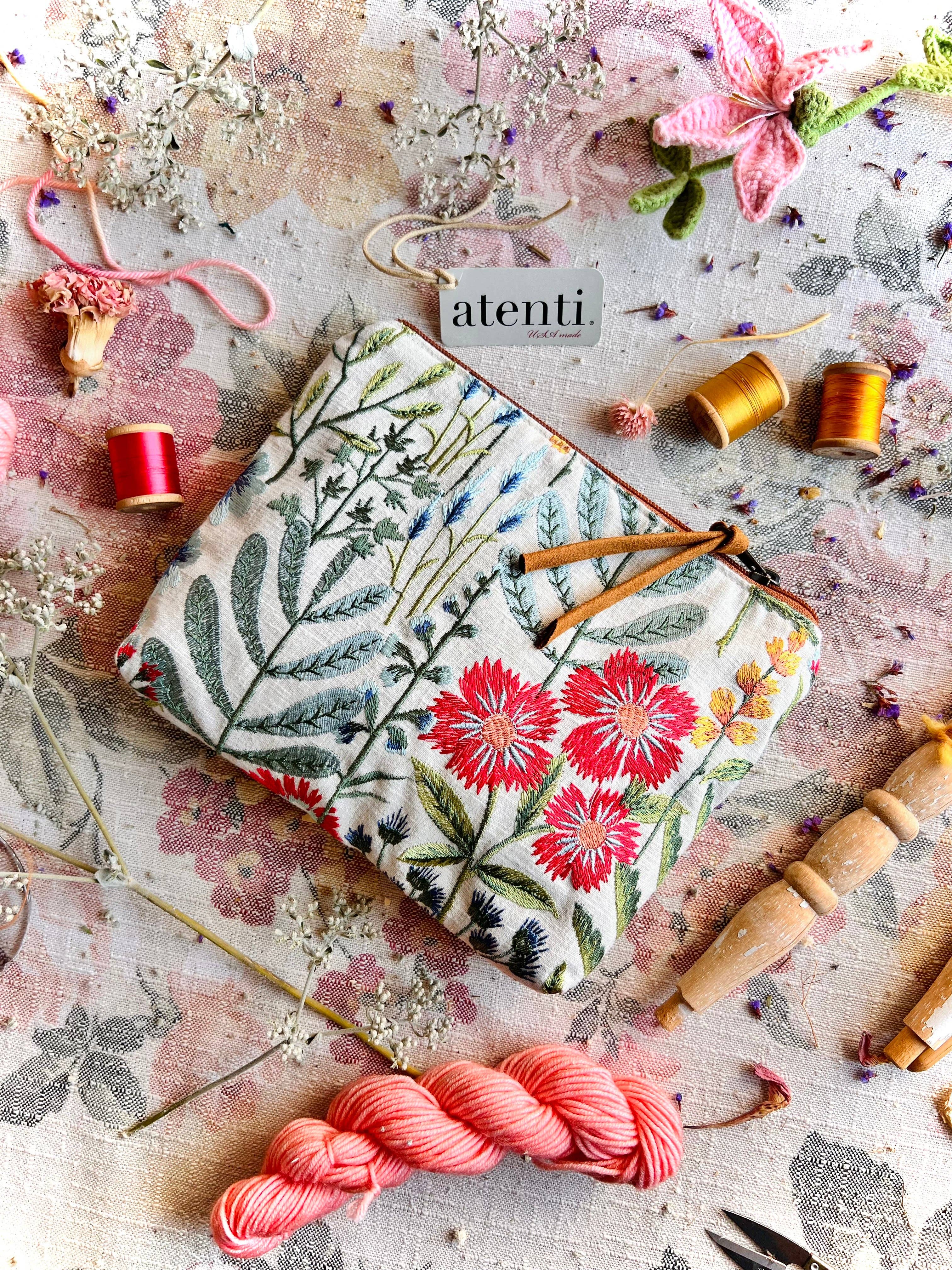 Wildflower Accessories Pouch - Atenti USA Made Embroidery Floral