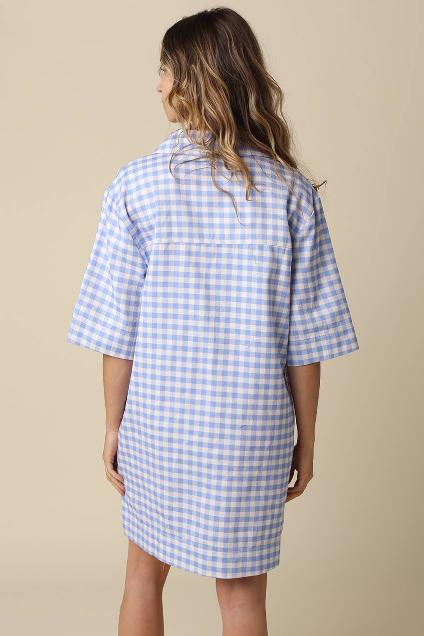 Tia Gingham Oversized Shirt Dress