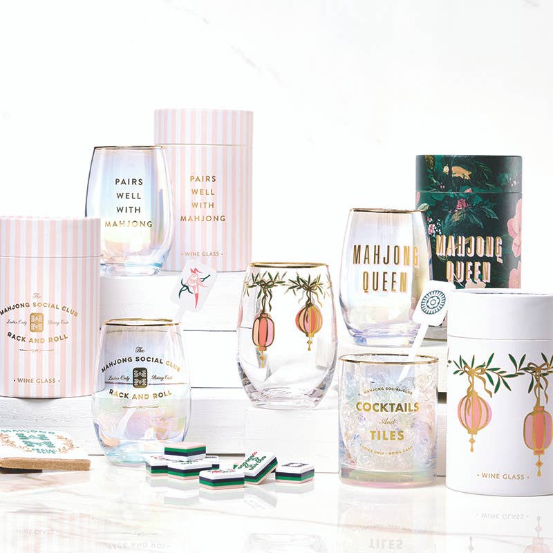 Gold Foil Stemless Wine Glass - Mahjong Social Club