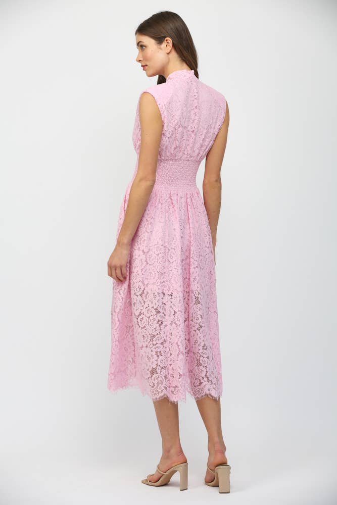 FRONT ZIP CLOSURE SLVL LACE DRESS FD34114