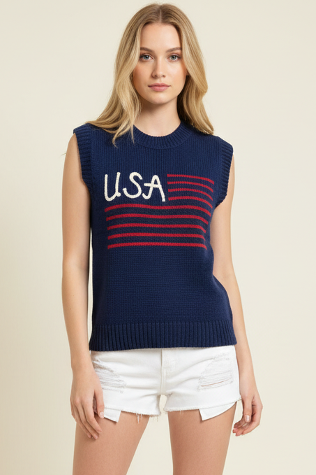 AMERICAN FLAG SWEATER TOP - 7020WS