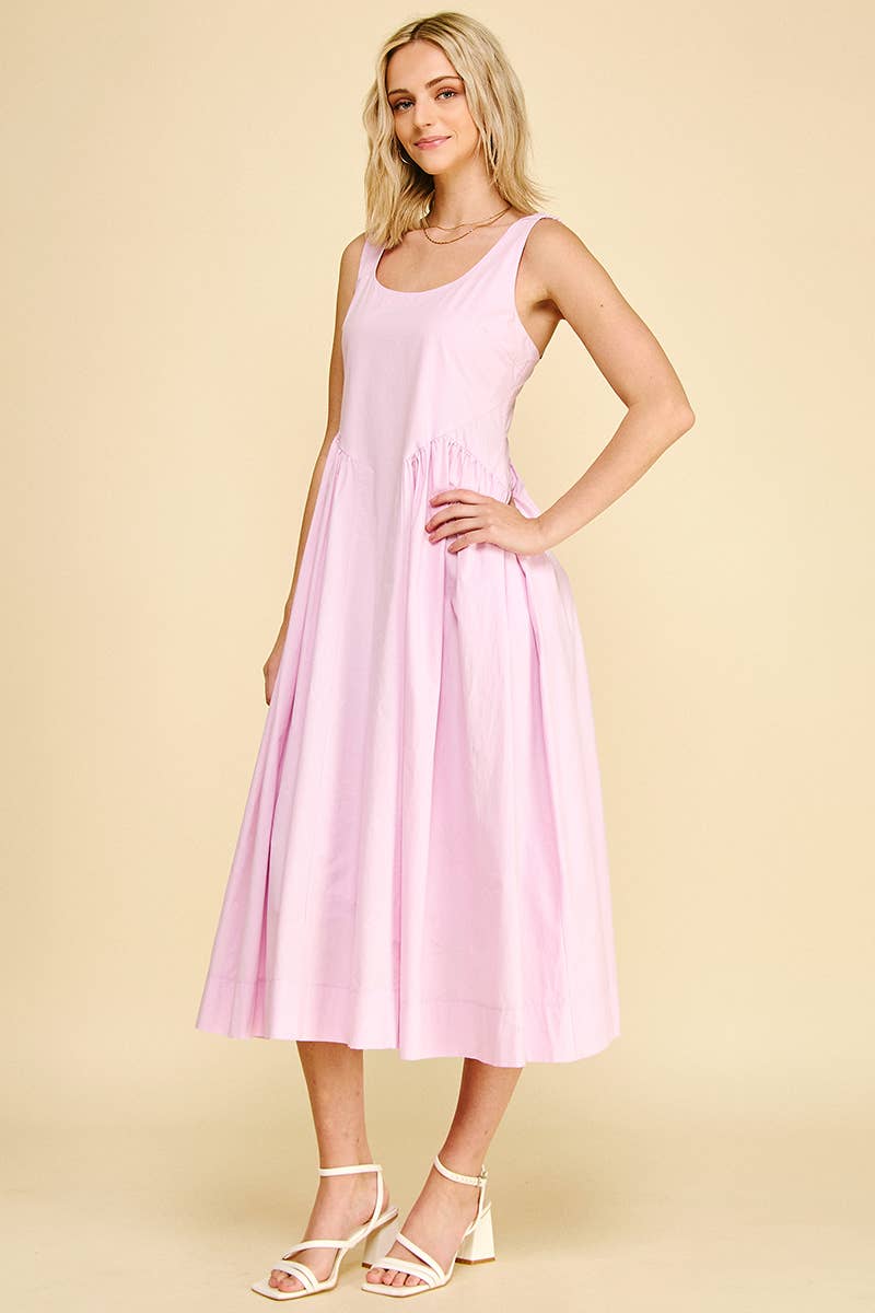 A-LINE POPLIN MIDI DRESS - 6933D