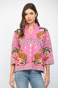 FRONT NECK TIE PRINT KNIT SWEATER FW10530