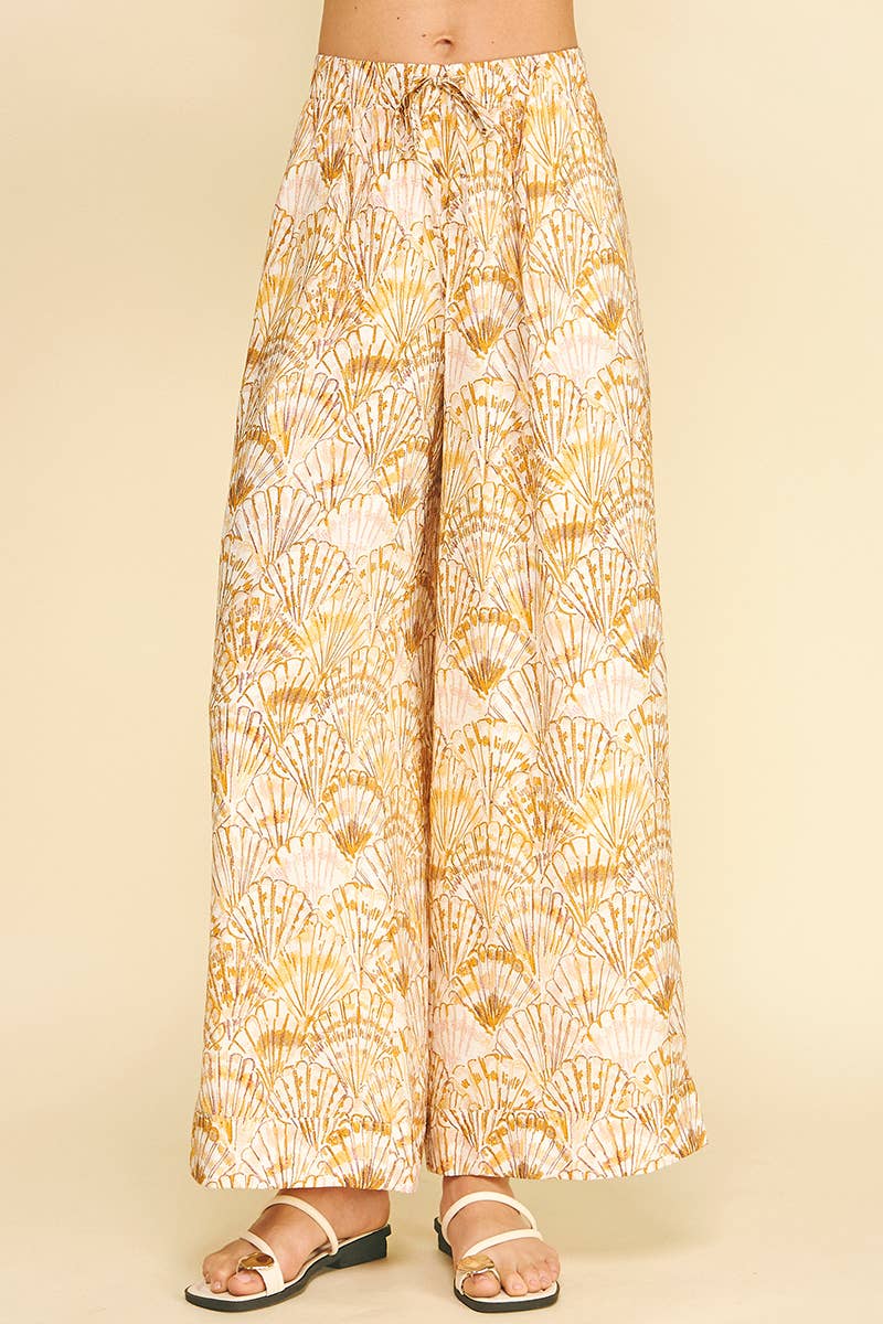 HIGH-WAISTED WIDE LEG SEASHELL PANTS - 4748BJ