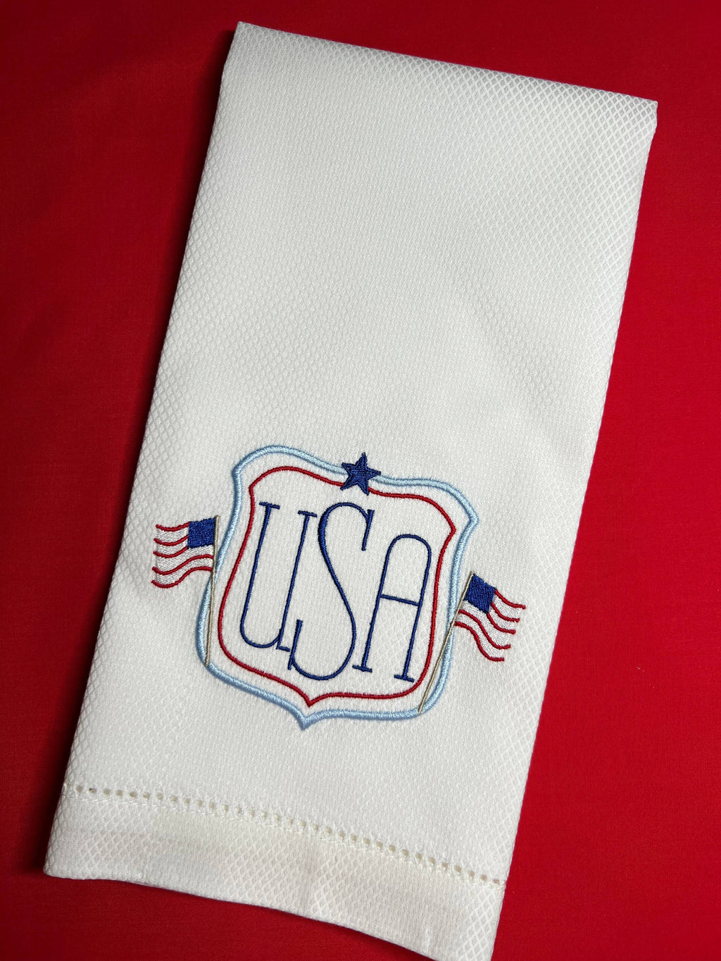 USA Flag Crest Huck Towel