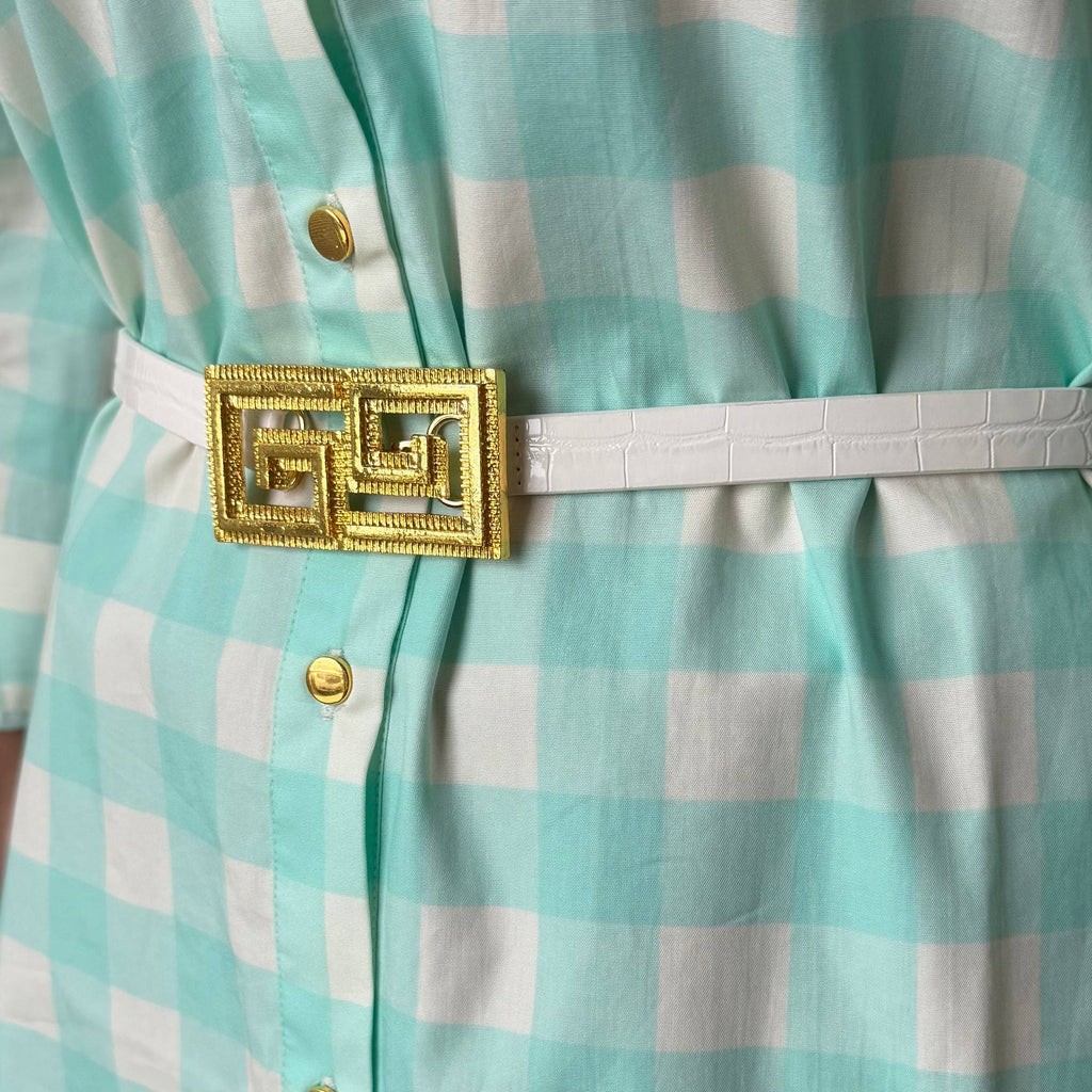 Thin White Crocodile Leather Belt