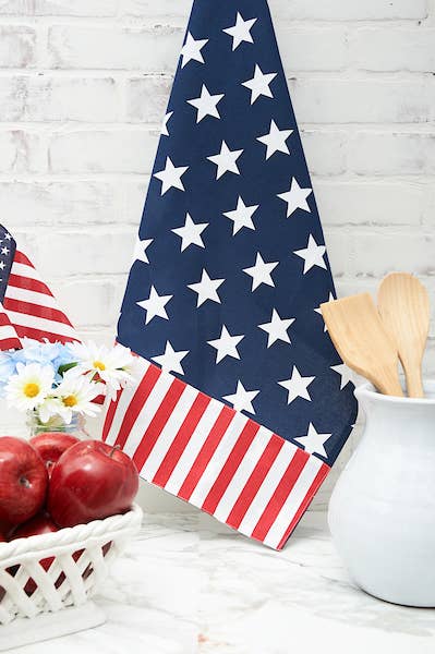 Patriotic Stars & Stripes Flag 4th Of July Kitchen Towel