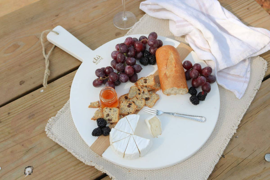 Mod Charcuterie Cheese Board, Small Round, White