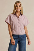 Tailored Taffeta Short Sleeve Blouse