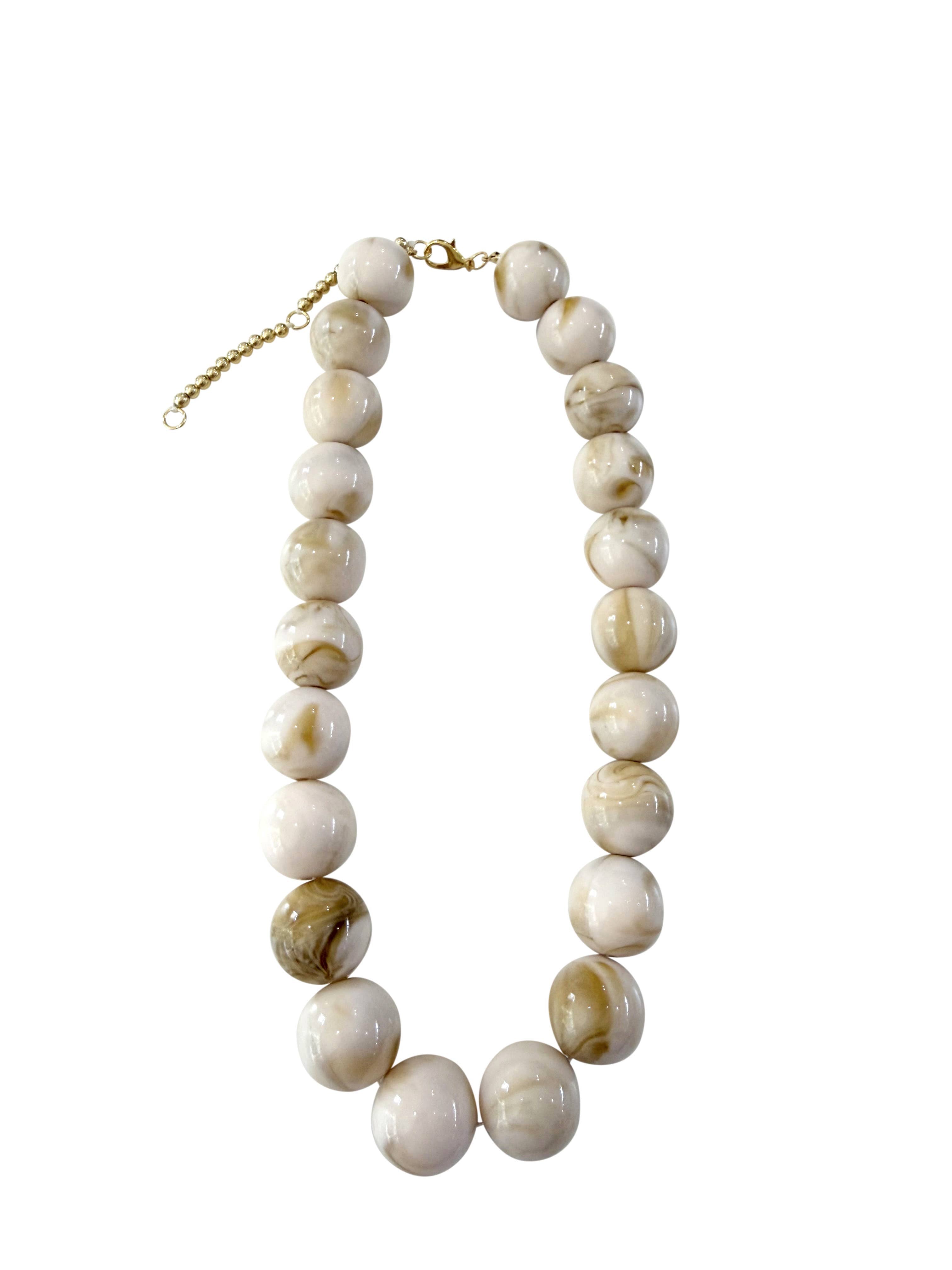 Carter Chunky Beaded Necklace - Cream