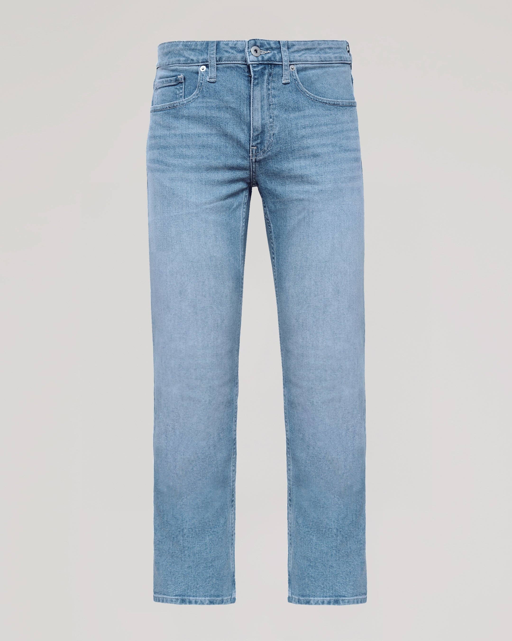 Light Indigo Wash Straight Authentic Denim Jeans