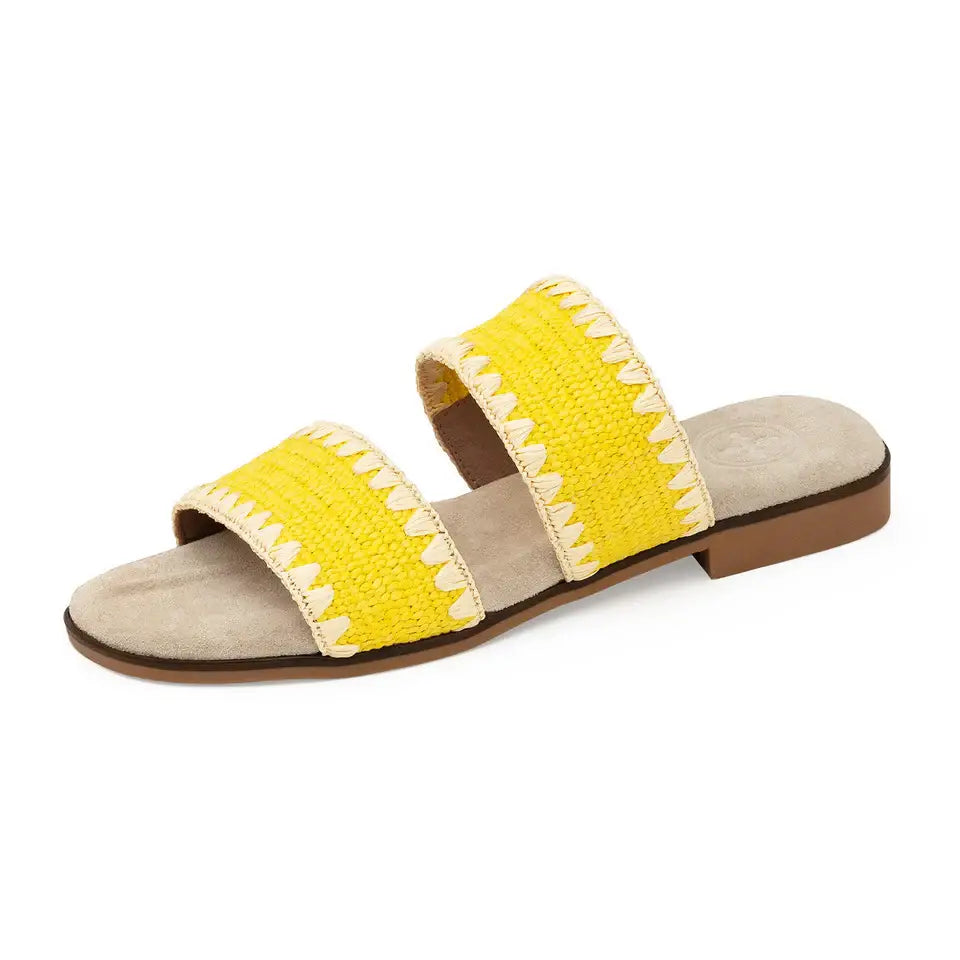 Majorca -Raffia Scalloped Slide Sandal - Spring/Summer