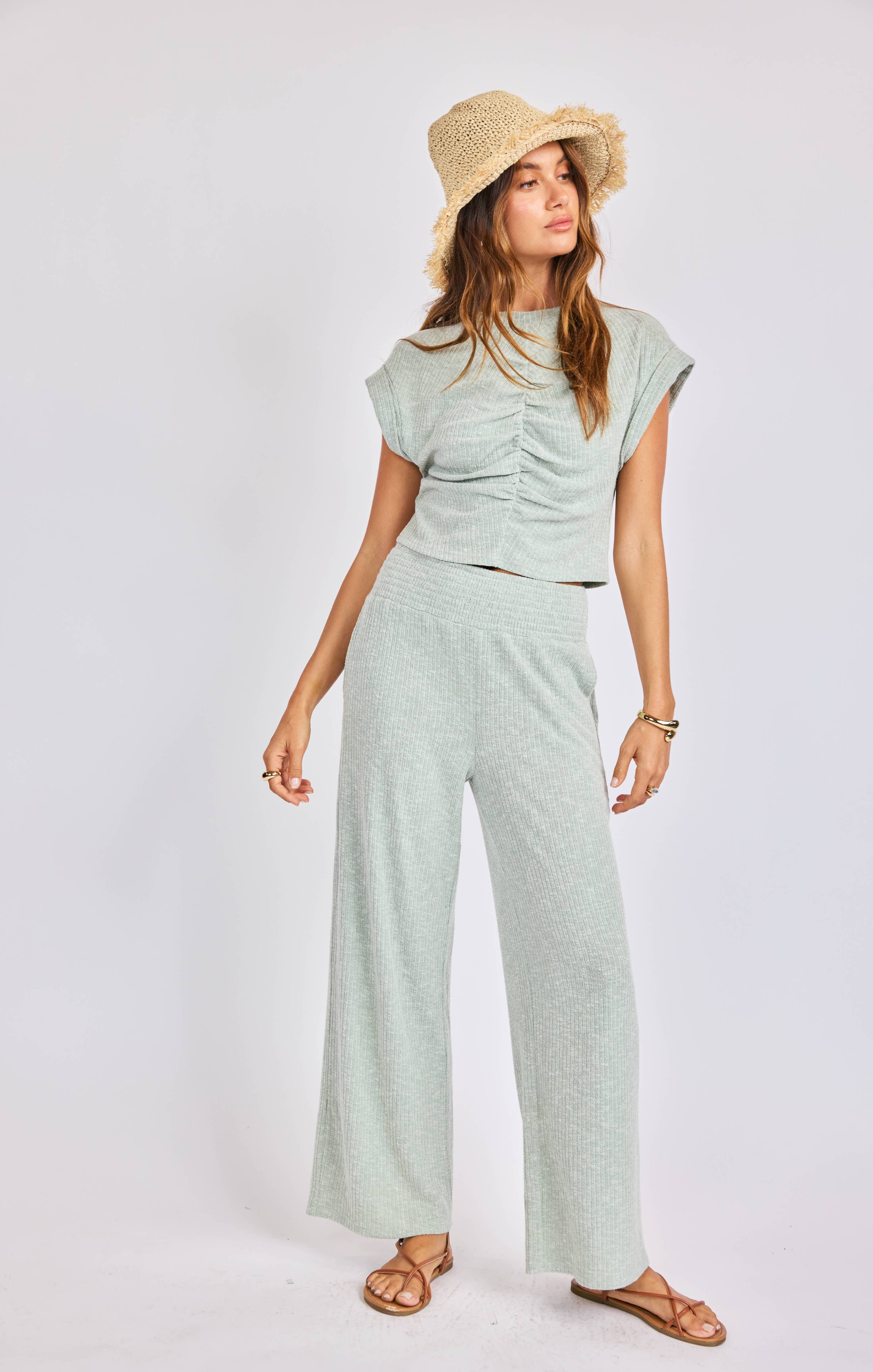 Laguna Knit Pants:LIGHT SAGE