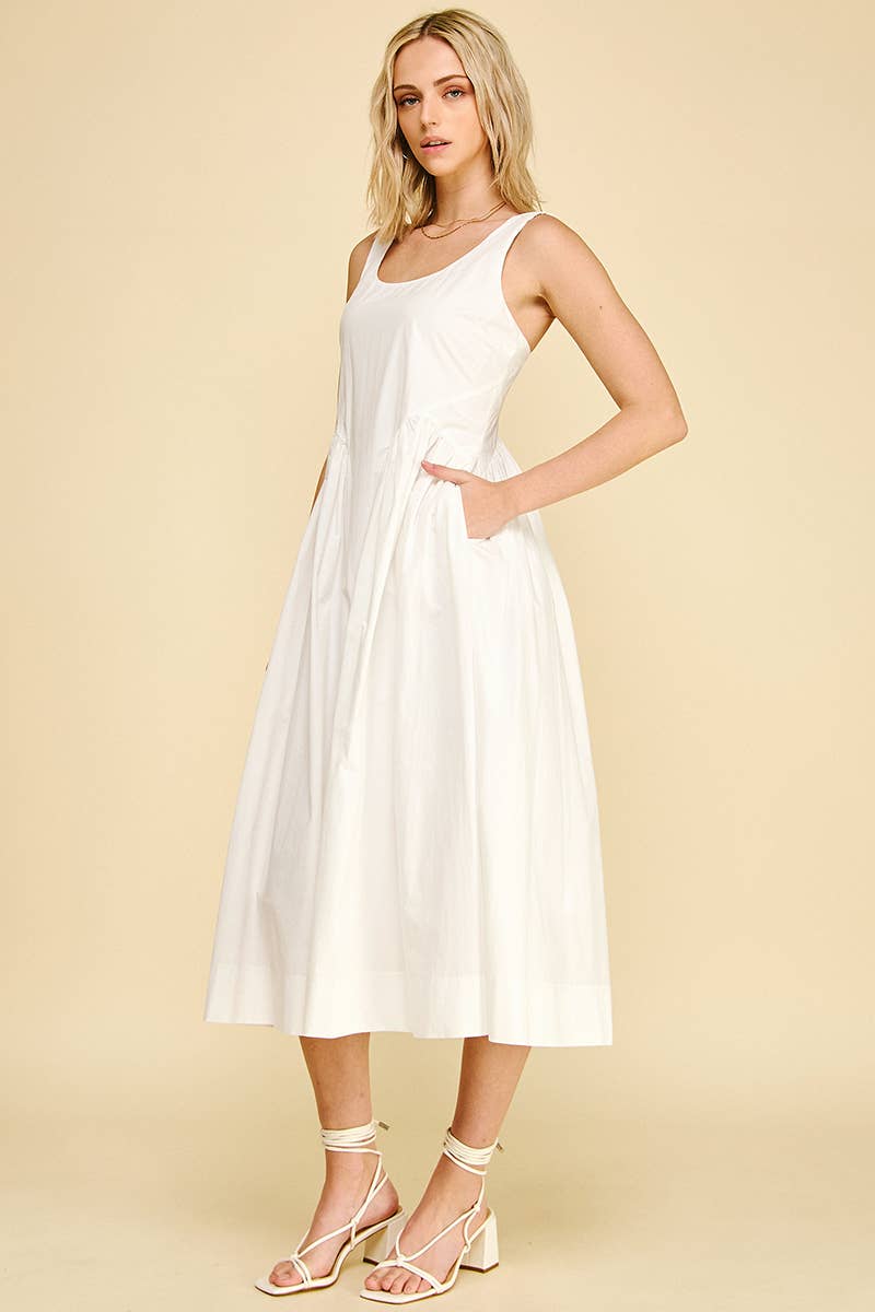 A-LINE POPLIN MIDI DRESS - 6933D