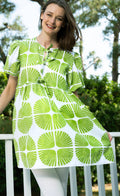 Key West Tunic Green and White Palm Fronds