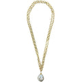 149-01-G | AMALFI NECKLACE W/BAROQUE STONE PEARL IN GOLD 44"