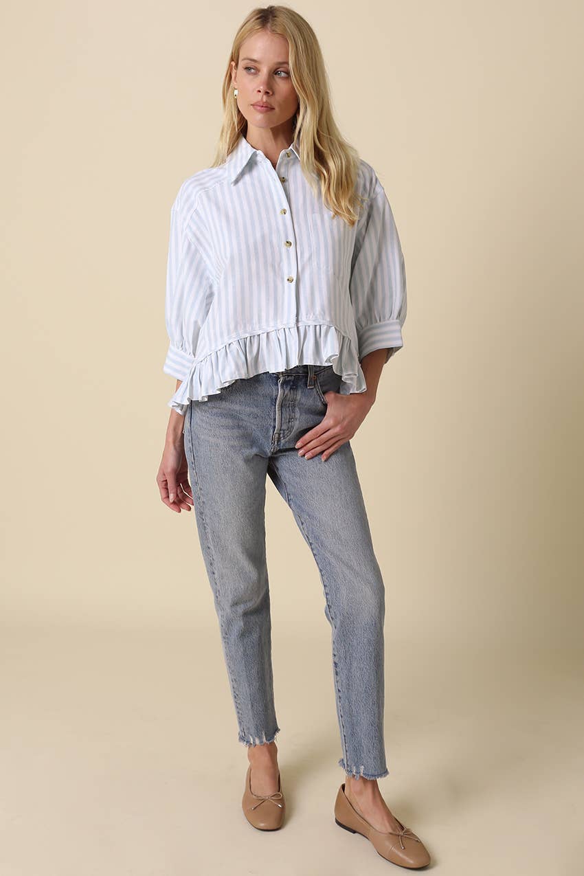 Mattie Striped Ruffle Hem Top