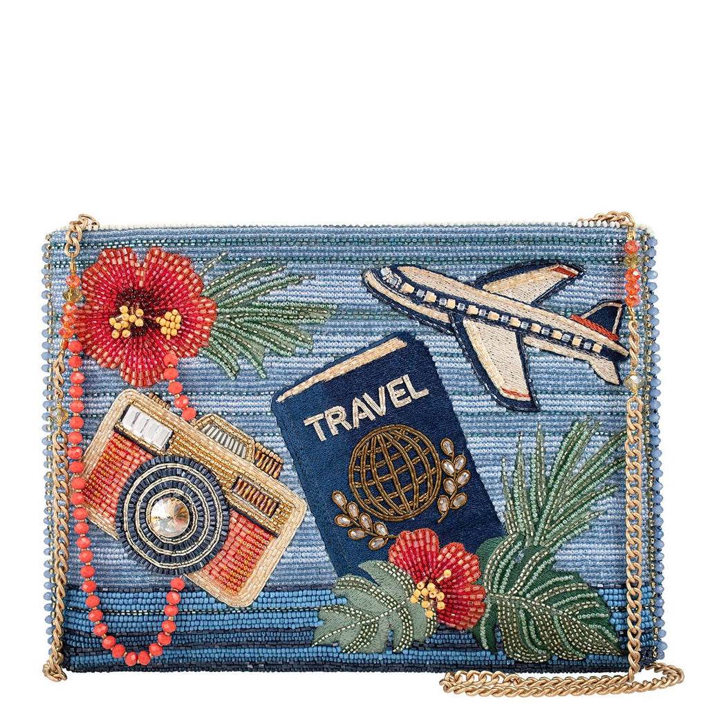 Where To Next Travel Inspired Beaded Crossbody Bag