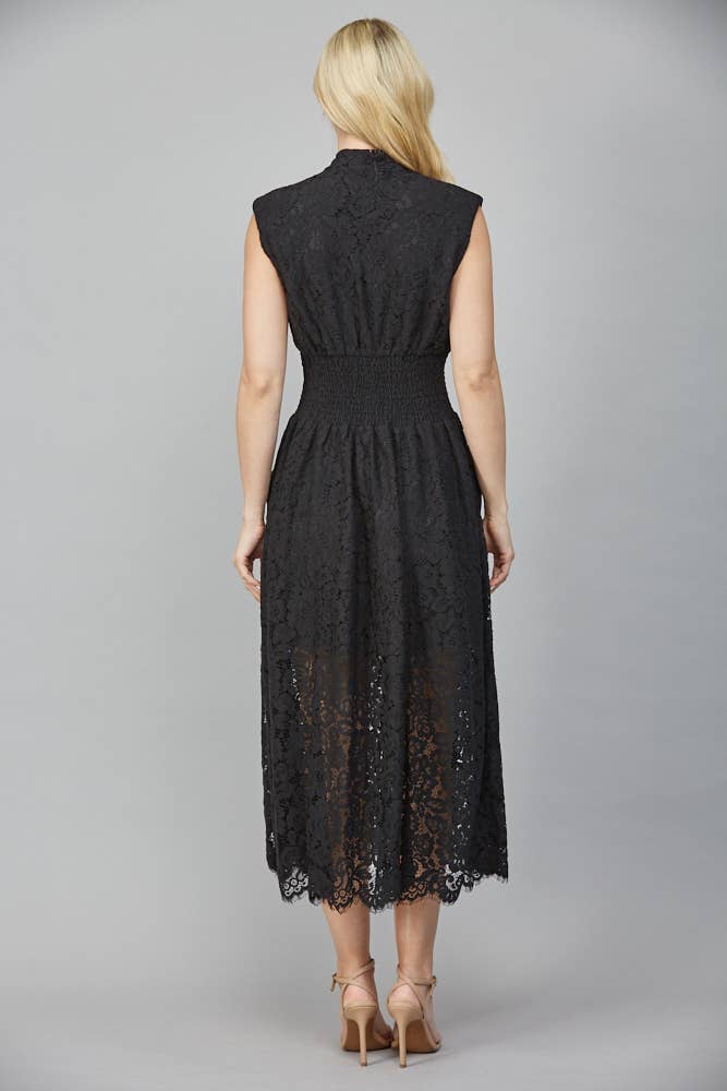 FRONT ZIP CLOSURE SLVL LACE DRESS FD34114