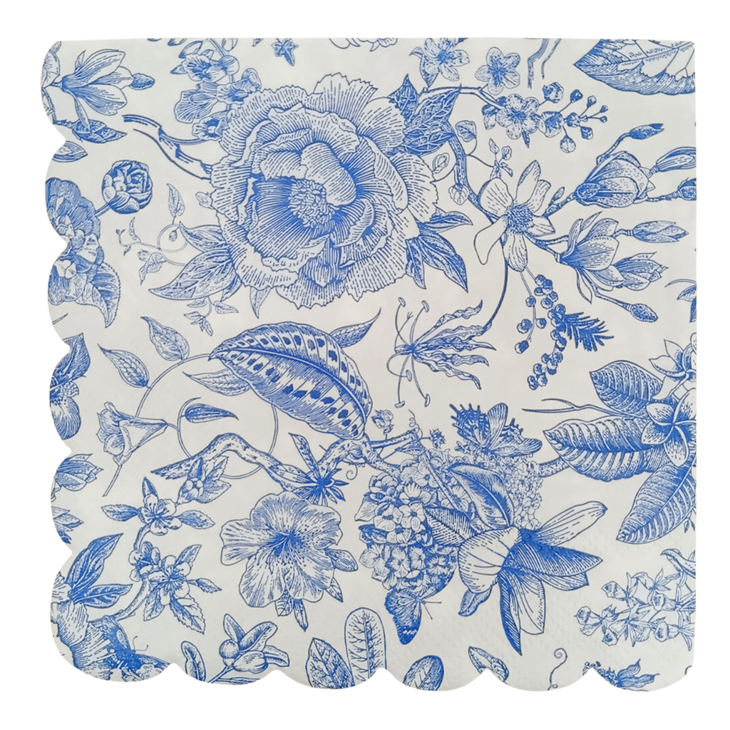 Blue Delft Foil Cocktail Napkins - Home Decor