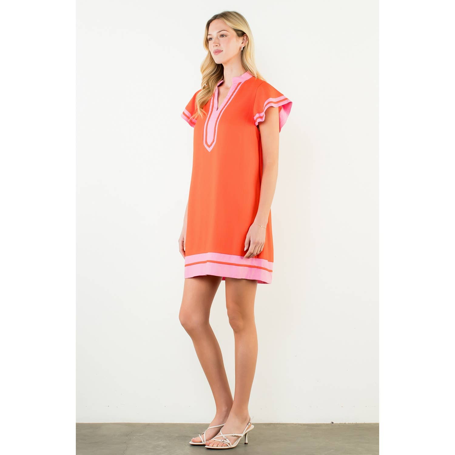 Flutter Sleeve V-Neck Dress