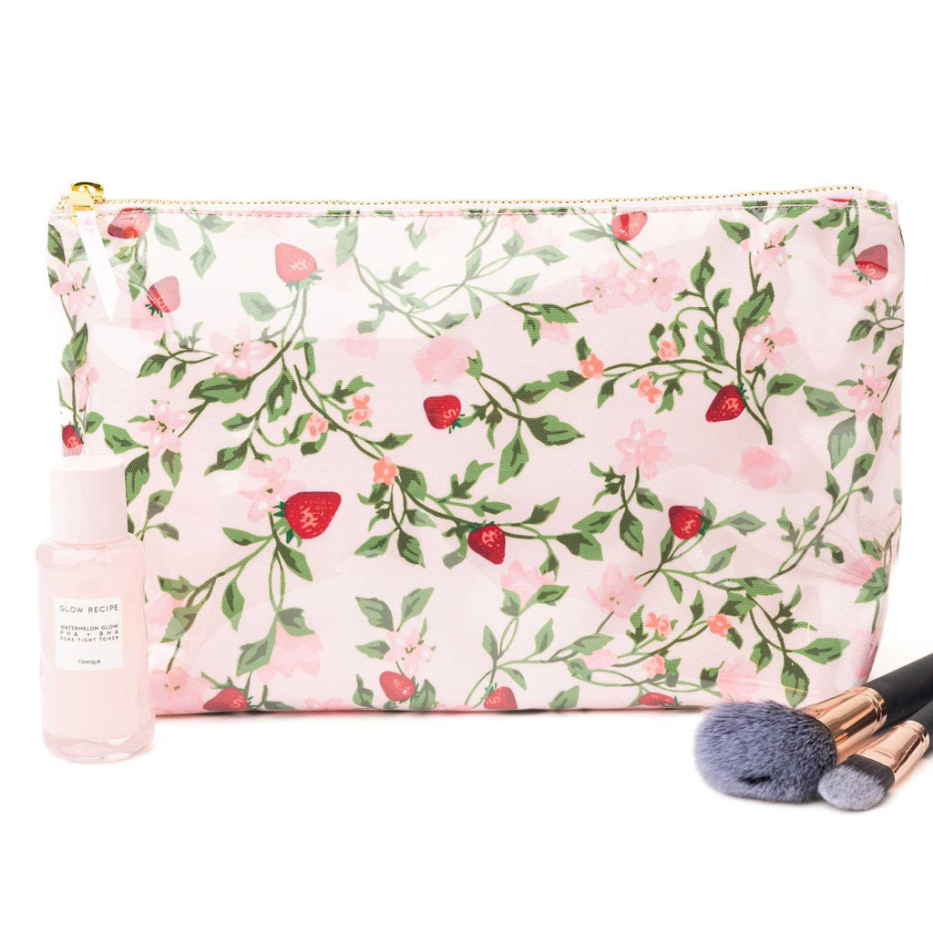 Berry Botanical Clear Coated Travel Cosmetic Case