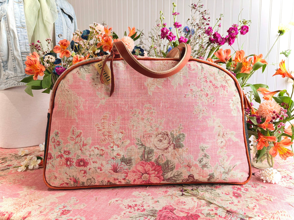 Rosewood Overnighter-Atenti USA Handmade Weekender, Floral Travel Bag