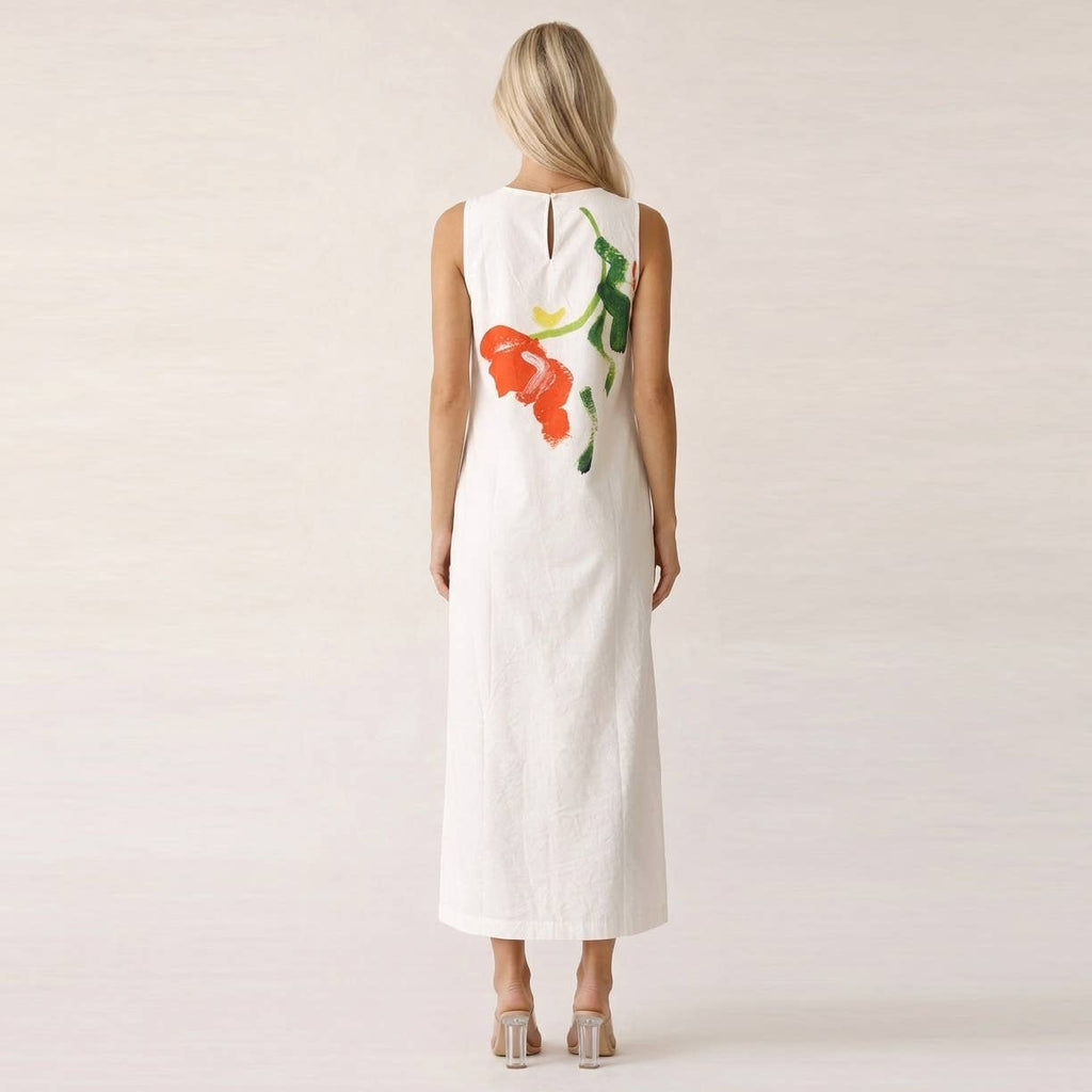 Garden Vase Placement Print Maxi Dress - LWD3425