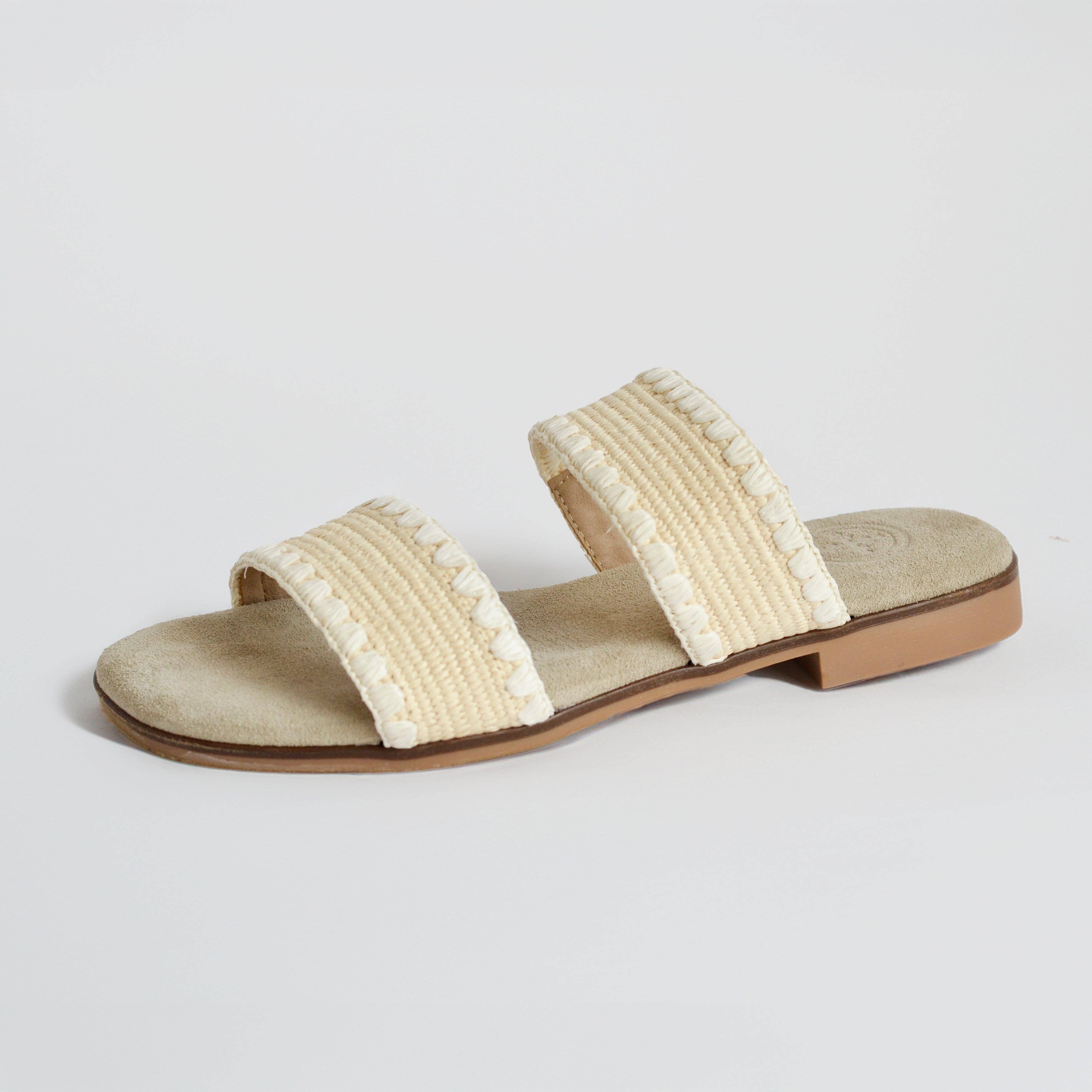 Majorca -Raffia Scalloped Slide Sandal - Spring/Summer
